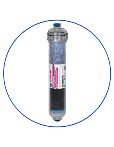 Filtro Carbón GAC In-line, 10", 1/4" NPT con Agente Antibacterias.